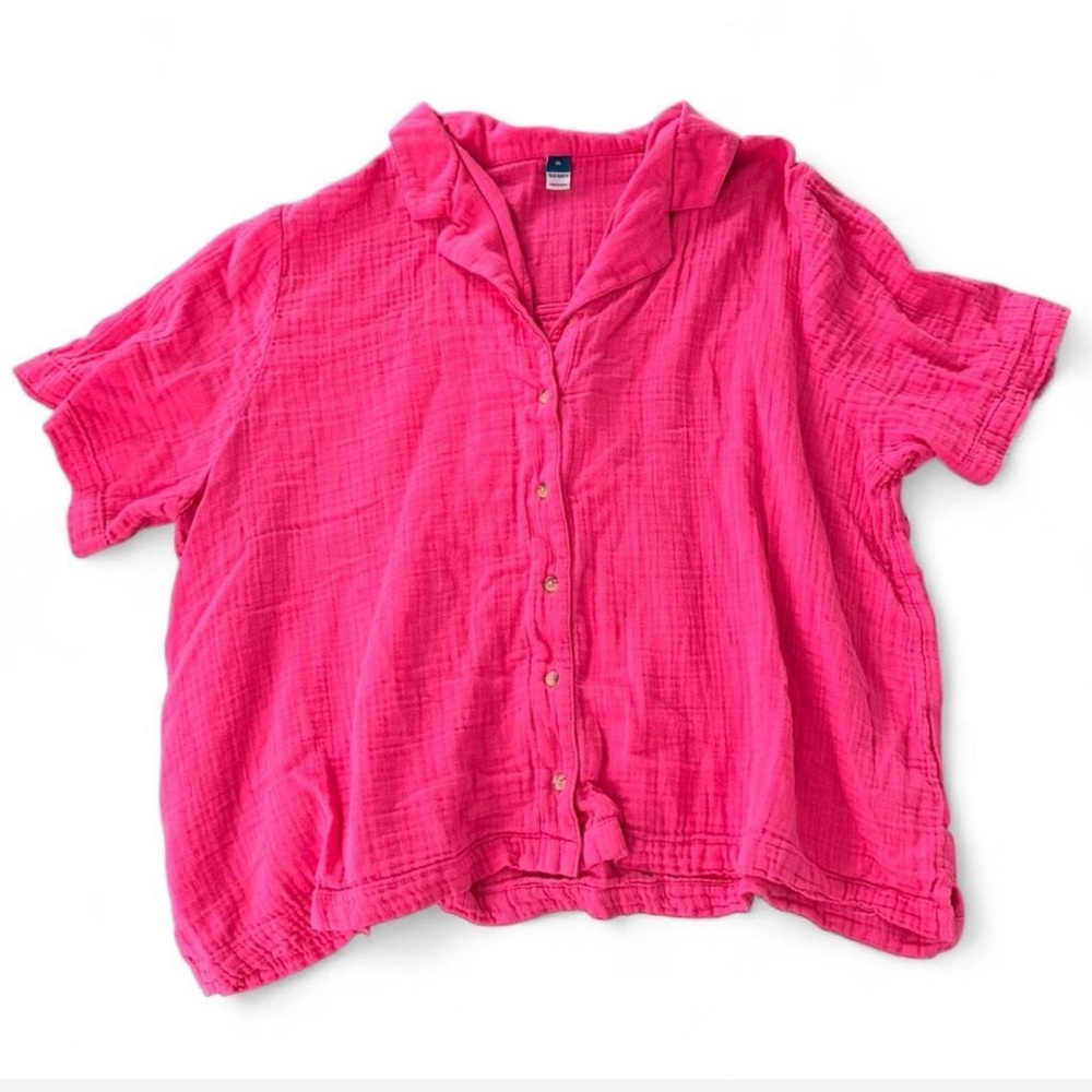 Old Navy 💞 Short Sleeve Demi resort Women's Polarized Pink Button-Up Top
